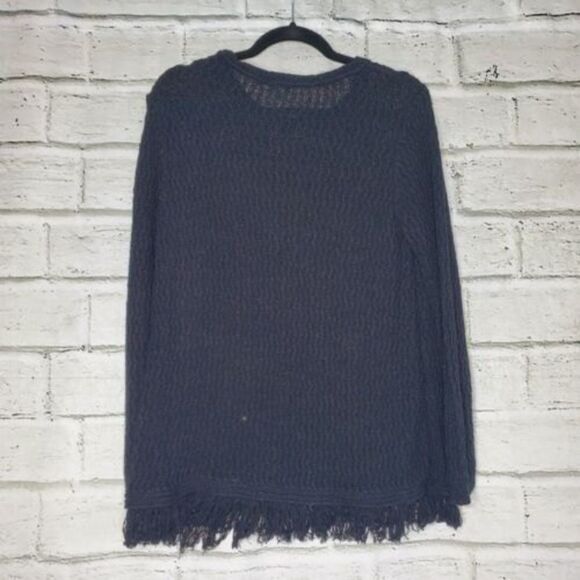 J. Jill Knit Fringe Black Long Sleeve Sweater Womens Petite Medium PM - Picture 8 of 8